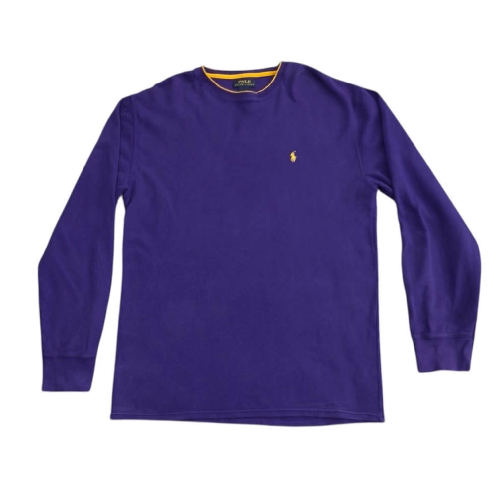 Polo Ralph Lauren Thermal Shirt Mens Size X-Large Pullover Pony Purple Gold